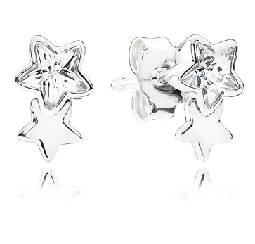 Aretes Pandora dos estrellas circonia plata