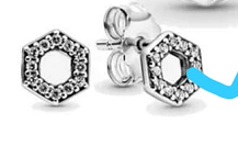 Aretes Pandora hexágono pavé plata