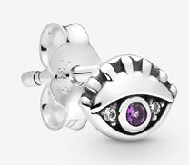 Aretes Pandora ojo protector circonia púrpura