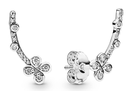 Aretes Pandora Trepador Flor y Circonias