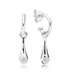 Aretes Pandora Aro con Gota Circonia Plata