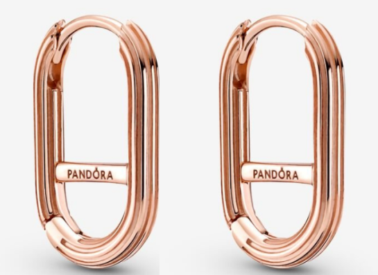 Aretes Pandora Signature Aro Ovalado Oro Rosa