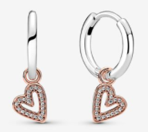 [EH-176] Aretes Pandora Aro Plata Corazón Calado Oro Rosa