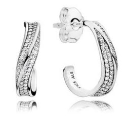Aretes Pandora Aro Abierto Ondas Pavé