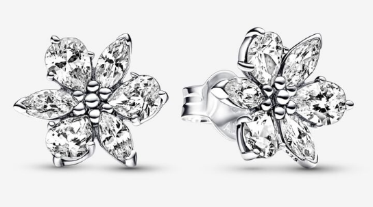 Aretes Pandora Flor Pétalos Circonia Talla Pera