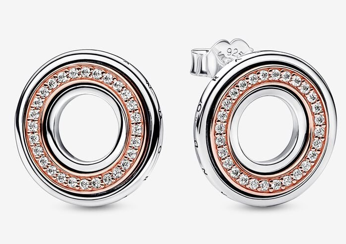 Aretes Pandora Círculo Dos Tonos Pavé