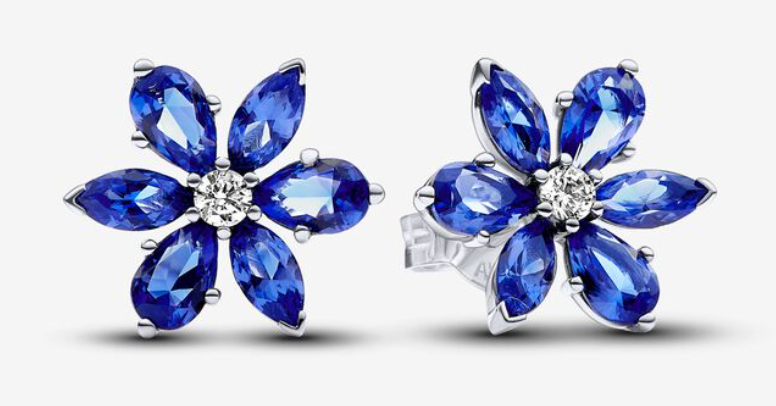 Aretes Pandora flor circonias azules
