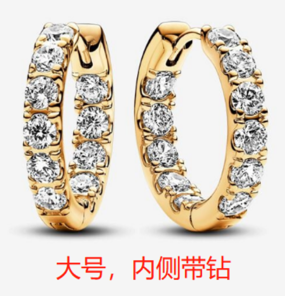 Aretes Pandora aro grande dorado hilera de circonias