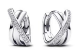 Aretes Pandora aro cruzado líneas X