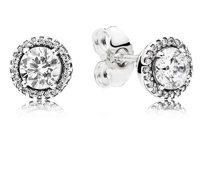 Aretes Pandora solitario halo circonia