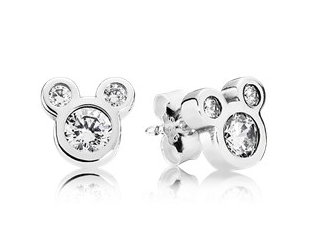 Aretes Pandora Disney Mickey Mouse plata con circonias