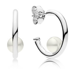 Aretes Pandora media aro plata con perla