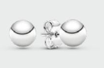 Aretes Pandora bola lisa plata pulida