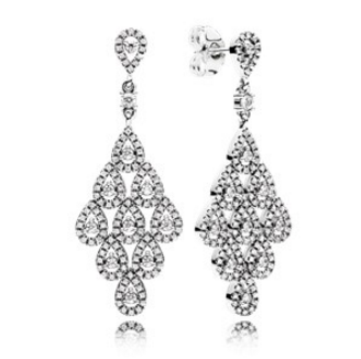Aretes Pandora candelabro plata con circonias en cascada