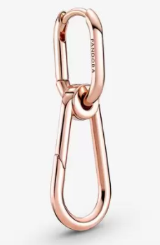 Aretes Pandora eslabón cadena baño oro rosa