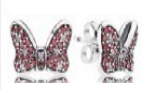Aretes Pandora mariposa pavé circonia rosa