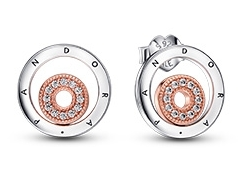 [EH-282] Aretes Pandora medallón Signature pavé y oro rosa