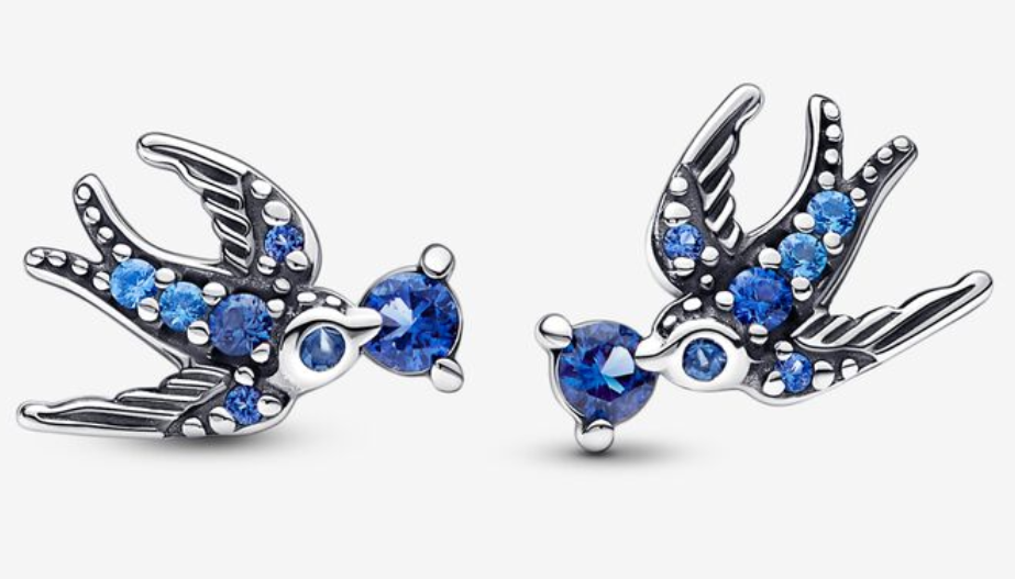 Aretes Pandora golondrina circonia azul