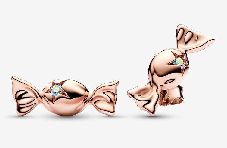 Aretes Pandora dulce caramelo estrella baño oro rosa