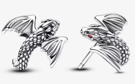 Aretes Pandora dragón alado ojo rojo