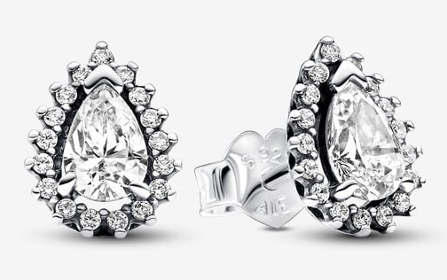 Aretes Pandora pera con halo circonias