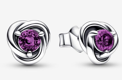 Aretes Pandora Nudo Circonia Morada Plata