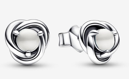 Aretes Pandora Nudo Eterno Piedra Gris Perlado