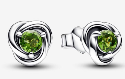 Aretes Pandora Nudo Circonia Verde Oliva Plata