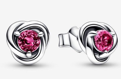 Aretes Pandora Nudo Circonia Rosa Plata