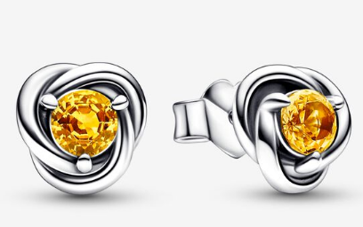Aretes Pandora Nudo Circonia Amarilla Plata