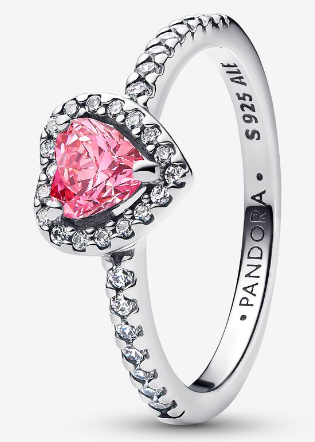 [198421C03] Anillo Pandora Corazón Halo Circonia Rosa