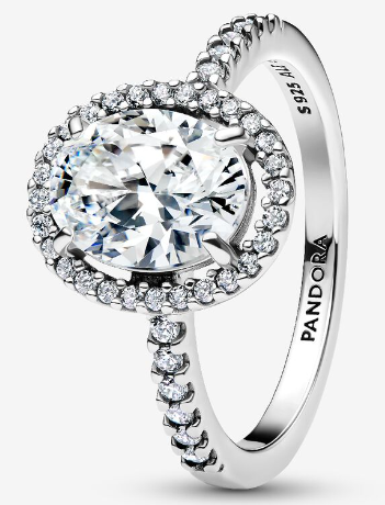 [193777C01] Anillo Pandora Halo Oval Circonia Plata