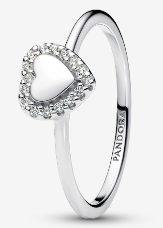 [193801C01] Anillo Pandora Corazón Halo Circonias Plata