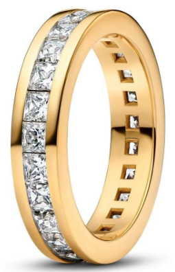 Anillo Pandora eternity circonias cuadradas dorado
