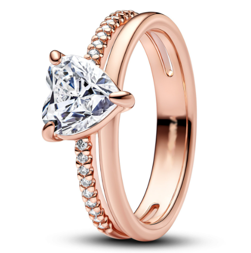 [183100C01] Anillo Pandora corazón cruzado oro rosa