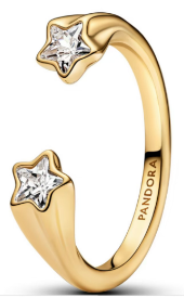Anillo Pandora estrellas abierto dorado