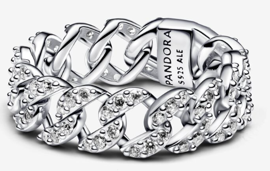 [193557C01] Anillo Pandora cadena eslabones con pavé