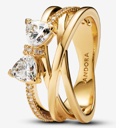 [163511C01] Anillo Pandora lazo circonias trillion dorado
