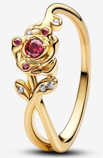 [160017C01] Anillo Pandora flor con circonia roja