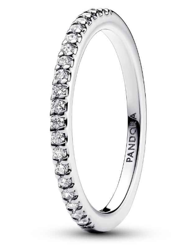 [192999C01] Anillo Pandora media alianza circonias transparentes