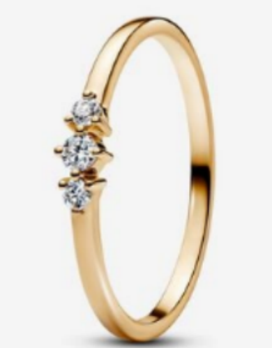 [153631C01] Anillo Pandora trío circonias dorado