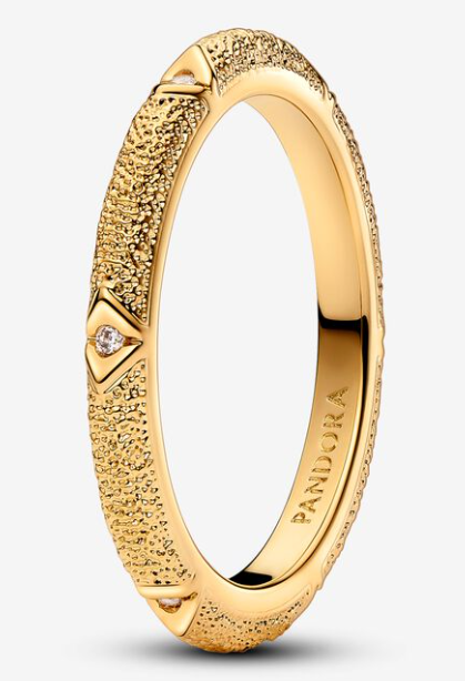 [163322C01] Anillo Pandora textura martillada con tachuelas