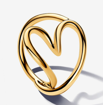 [163288C00] Anillo Pandora corazón abierto contorno dorado