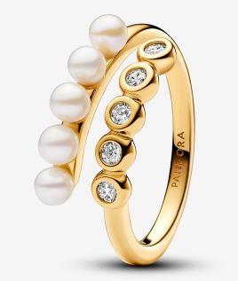 [163146C01] Anillo Pandora perlas y circonias en cascada