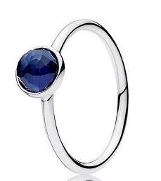 Anillo Pandora Solitario Circonia Azul Zafiro Redonda