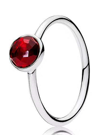 Anillo Pandora solitario circonia roja