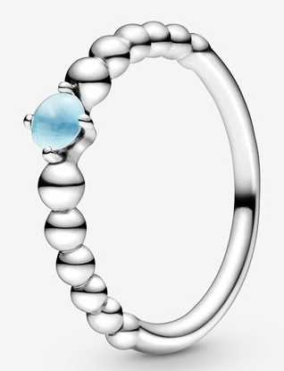 Anillo Pandora Cuentas Piedra Azul Celeste