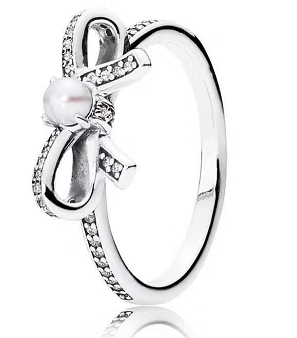 Anillo Pandora Lazo Perla Pavé Plata