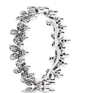[JZ-12] Anillo Pandora Eternity Margaritas Pavé Plata