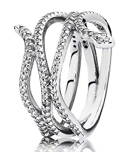 Anillo Líneas Onduladas Entrelazadas Plata